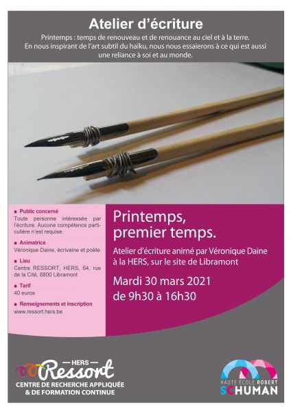 Affiche de l'atelier d'écriture